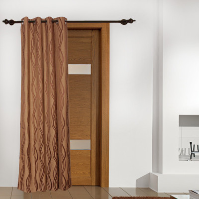 6% OFF on FloatingWalls Polyester Maroon Striped Eyelet Curtain