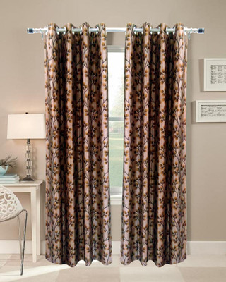 62% OFF on Homefab India Polyester Brown Striped Eyelet Curtain
