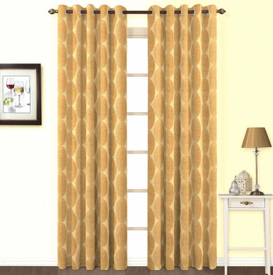 Skipper Cotton, Viscose Beige Damask Eyelet Curtain