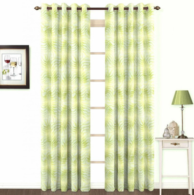 Skipper Polyester, Viscose Green Solid Eyelet Curtain