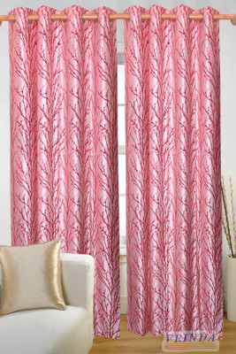 40% OFF on Vrinda Polycotton Pink Printed Eyelet Curtain