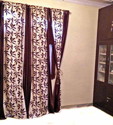 40% OFF on SHC Polyester Brown Floral Eyelet Curtain