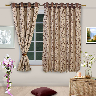 50% OFF on Vorhang Jacquard Multicolor Floral Eyelet Curtain
