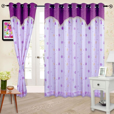 33% OFF on Cortina Polyester Purple Solid Eyelet Curtain