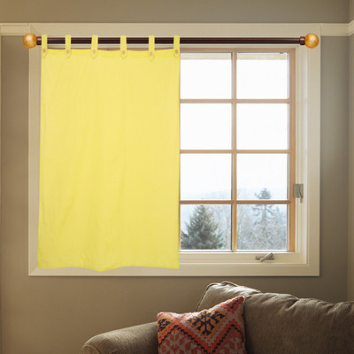 50% OFF on Kings Polyester Yellow Plaid Eyelet Curtain