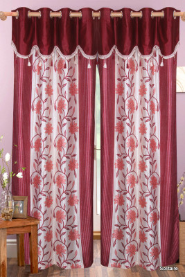 30% OFF on Vrinda Polyester Red Printed Eyelet Curtain