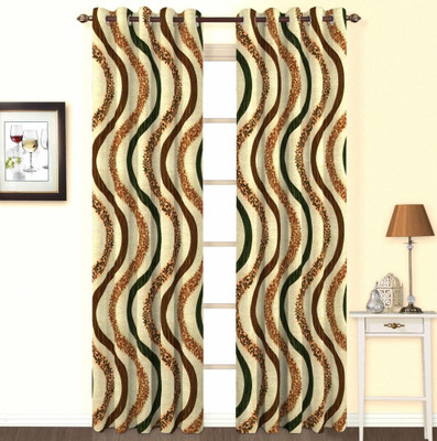 10% OFF on Skipper Polyester, Viscose, Blends Multicolour Damask Eyelet Curtain