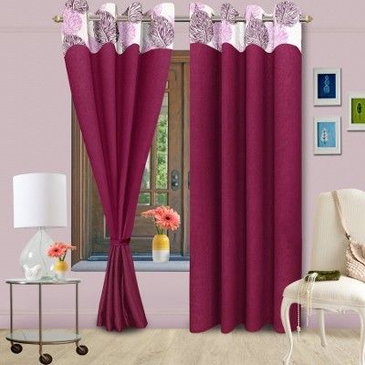 28% OFF on Vorhang Polyester Purple Solid Eyelet Curtain
