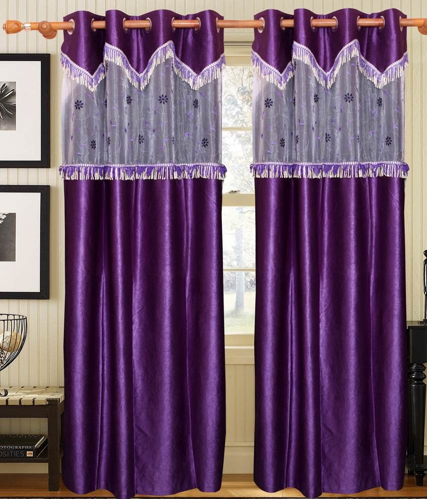 32% OFF on Decor Vatika Polyester Purple Solid Eyelet Curtain
