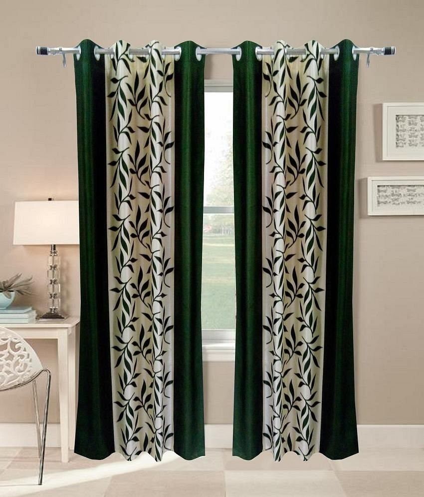 60% OFF on Optimistic Home Furnishing Polyester Green Floral Eyelet Curtain