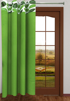 63% OFF on Homefab India Polyester Green Floral Eyelet Curtain