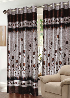 49% OFF on Madavs Polyester Brown Floral Eyelet Curtain 49% OFF on Madavs Polyester Brown Floral Eyelet Curtain