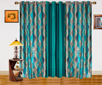 59% OFF on Dekor World Polyester Blue Solid Eyelet Curtain