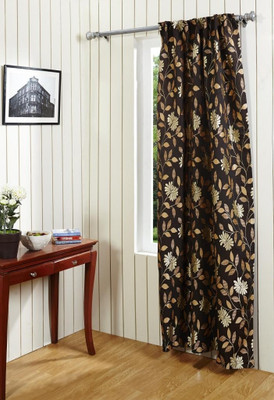 4% OFF on @HOME Polyester, Dupion Brown Door Curtain 228.6 cm in Height