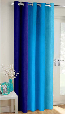 Vaamsi Polyester Blue Plain Curtain Door Curtain 252 Cm In Height, Single Curtain