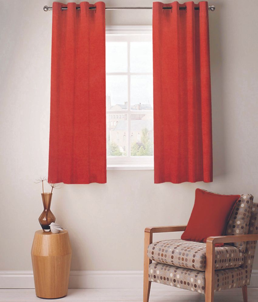 54% OFF on FABUTEX Polyester Orange Solid Eyelet Curtain 54% OFF on FABUTEX Polyester Orange Solid Eyelet Curtain