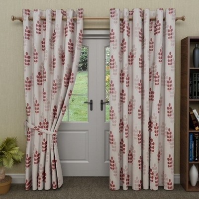 G M HomeFashion Polyester Multicolor Floral Eyelet Curtain