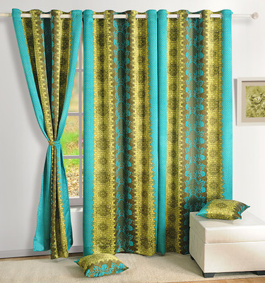 25% OFF on Swayam Satin, Silk Multicolor Printed Tab Top Curtain