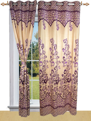 50% OFF on Shandar Polyester Purple Floral Eyelet Curtain
