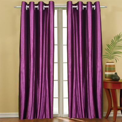 55% OFF on Trendy Home Polyester Purple Solid Eyelet Curtain