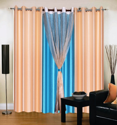 51% OFF on IWS Polyester Multicolor Printed Ring Rod Curtain