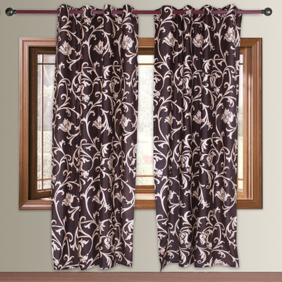 36% OFF on Vrinda Polyester Chocolate Printed Eyelet Curtain