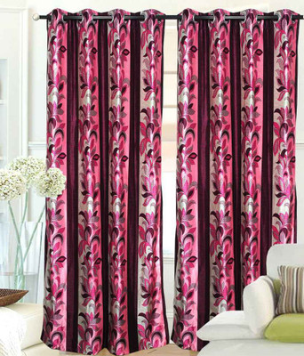 62% OFF on Home Beauty Polyester Multicolour Printed Eyelet Curtain