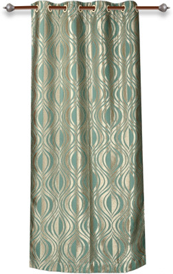 22% OFF on Mahamantra Polyester Light Blue Abstract Eyelet Curtain