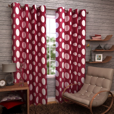 50% OFF on Enfin Homes Polyester Maroon Damask Tab Top Curtain