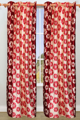 50% OFF on Vrinda Polyester Maroon Printed Eyelet Curtain 50% OFF on Vrinda Polyester Maroon Printed Eyelet Curtain