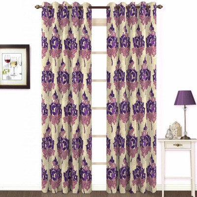 Skipper Polyester, Viscose Purple Abstract Eyelet Curtain