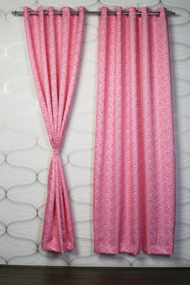 56% OFF on Titu Polyester Pink Fleur-de-lis Eyelet Curtain