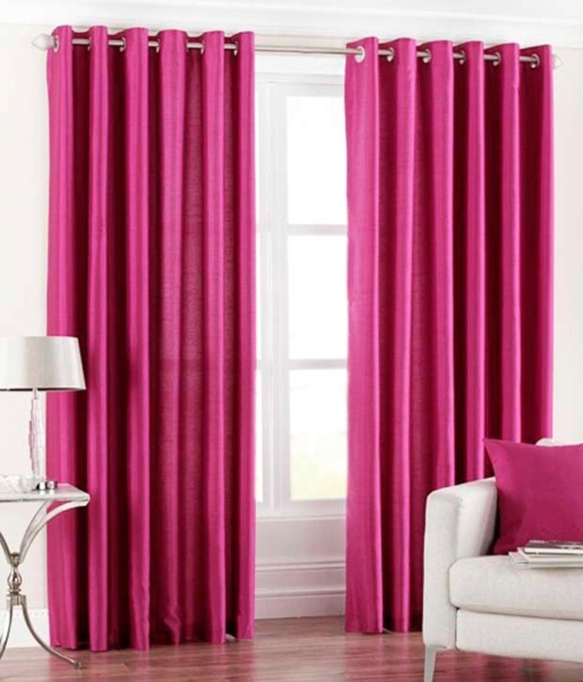 30% OFF on Hargunz Polyester Pink Floral Eyelet Curtain