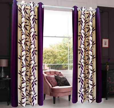 63% OFF on Homefab India Polyester Lavender Floral Eyelet Curtain