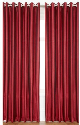 Handloomhub Polyester Maroon Solid Eyelet Curtain