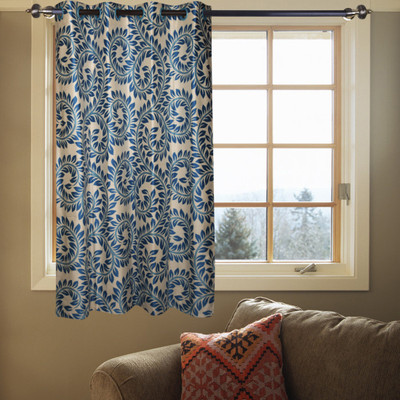 43% OFF on Kings Polycotton Blue Solid Eyelet Curtain