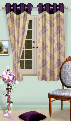 50% OFF on Cortina Polyester Purple Striped Eyelet Curtain