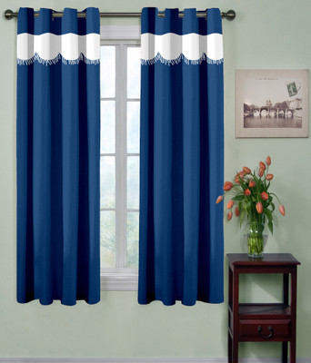 54% OFF on TT Polyester Blue Self Design Eyelet Curtain