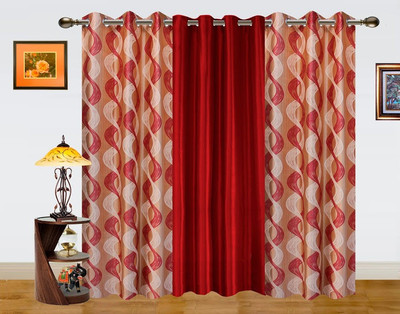 54% OFF on Dekor World Polyester Maroon Abstract Eyelet Curtain