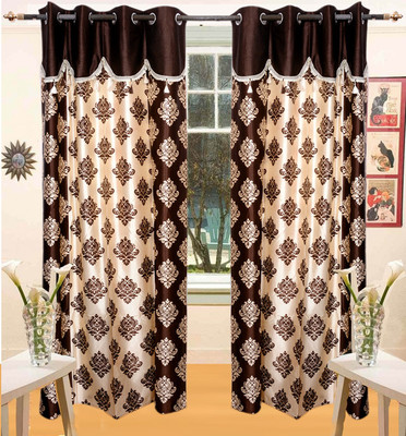 53% OFF on Homeoculture Polycotton Multicolor Floral Eyelet Curtain
