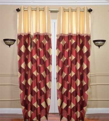 45% OFF on JBG Home Store Polyester Maroon Printed Eyelet Curtain