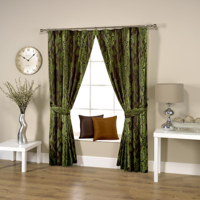54% OFF on Threadmix Polyester Green Floral Eyelet Curtain