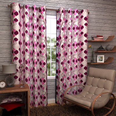 60% OFF on Enfin Homes Polyester Violet Abstract Eyelet Curtain