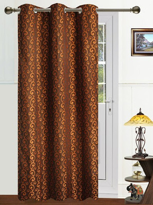 52% OFF on Dekor World Polyester Gold Abstract Eyelet Curtain