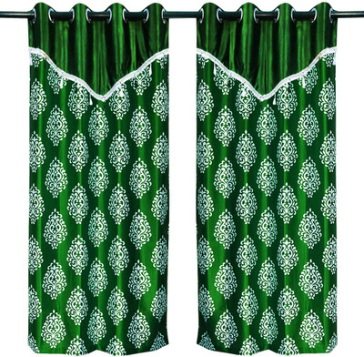 65% OFF on Zikrak Exim Polyester Green Geometric Eyelet Curtain