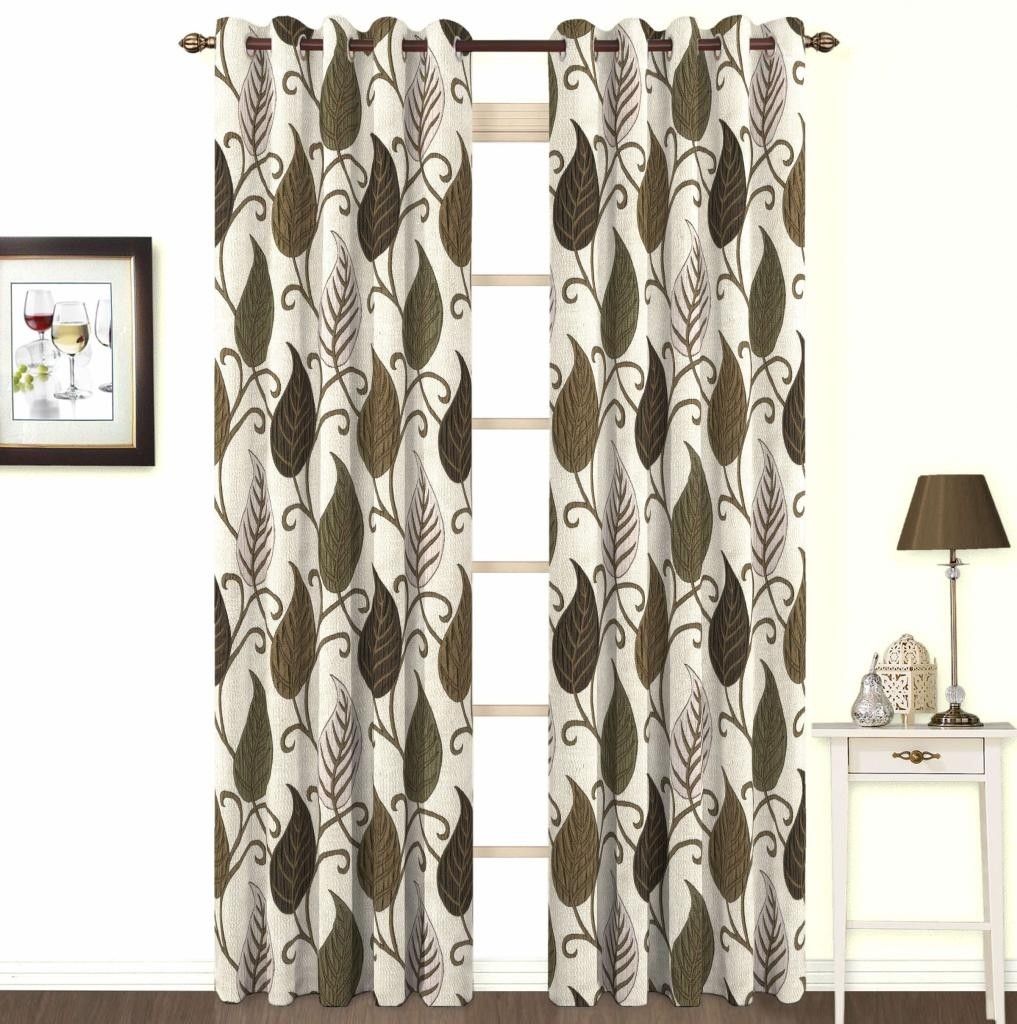 10% OFF on Skipper Polyester, Viscose, Blends Brown Floral Eyelet Curtain