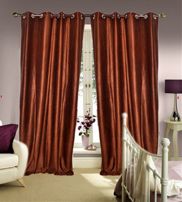 60% OFF on JBG Home Store Polyester Brown Floral Eyelet Curtain