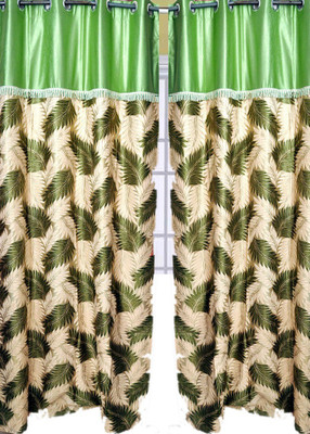 45% OFF on Madhav Product Polyester Green Floral Eyelet Curtain