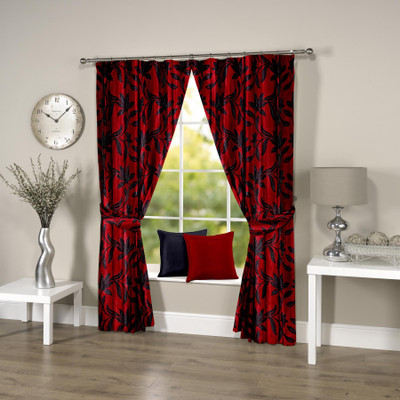 50% OFF on Threadmix Polyester Maroon Floral Eyelet Curtain