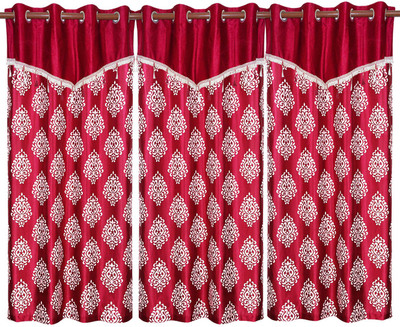 67% OFF on Zikrak Exim Polyester Red Geometric Eyelet Curtain